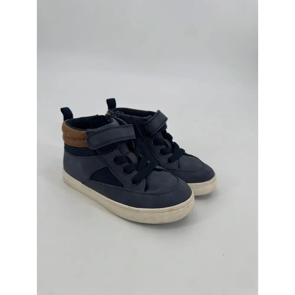 Cat & Jack Toddler Aidan Sneaker Boots Navy Blue Corduroy Trim Size 10